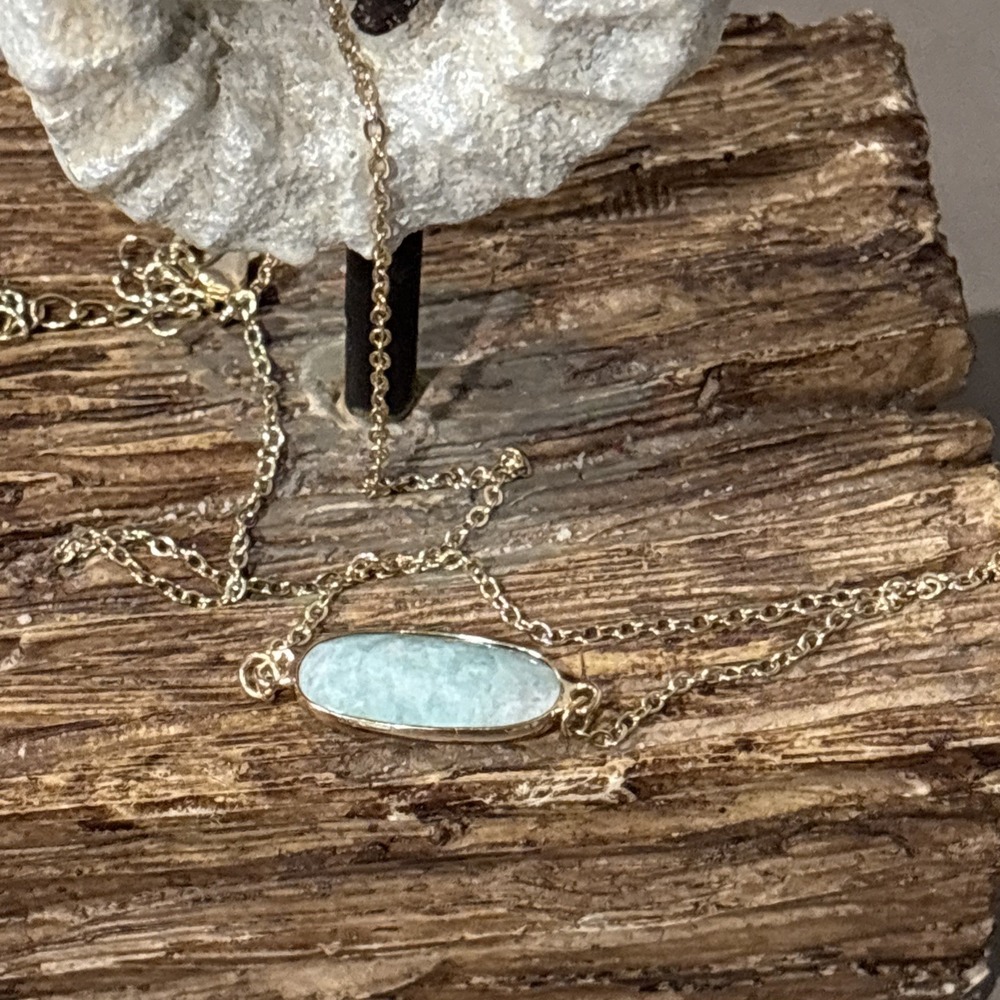 New 16 18" Gold Tone Stone Choker Necklace Mint‎ Green